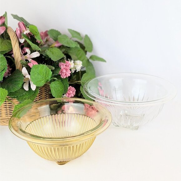Depression Era Clear & Yellow Amber Glass Mixing Bowl Set 1930s Federal Glass - Picture 1 of 9